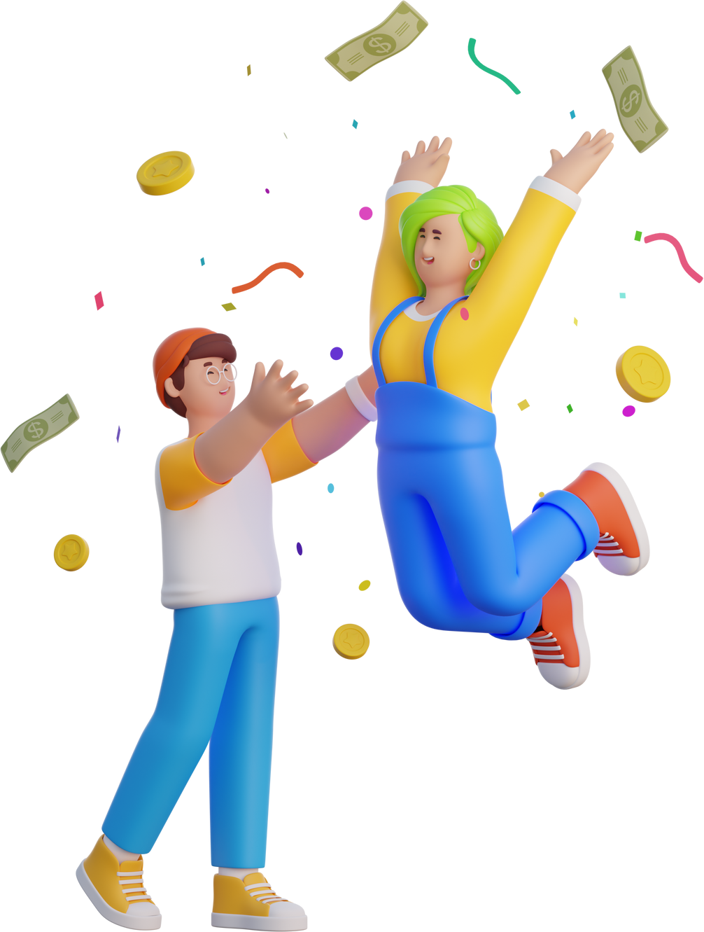People Celebrating Together 3D character